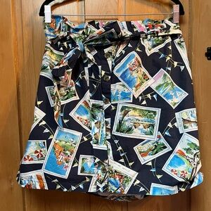 NWOT Oasis UK Brand Postcard Coastal Button Down Paperbag Skirt